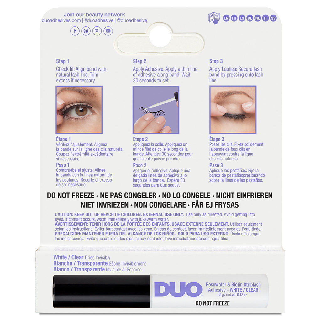 DUO Rosewater & Biotin Strip Lash Adhesivo Blanco/Transparente